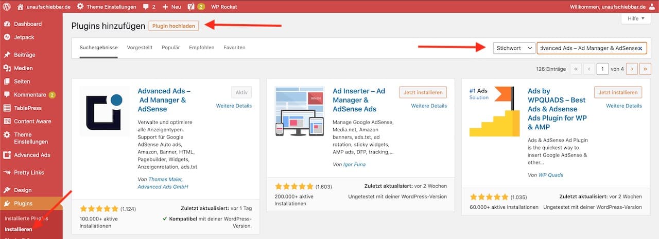 Advanced Ads – Ad Manager AdSense installieren