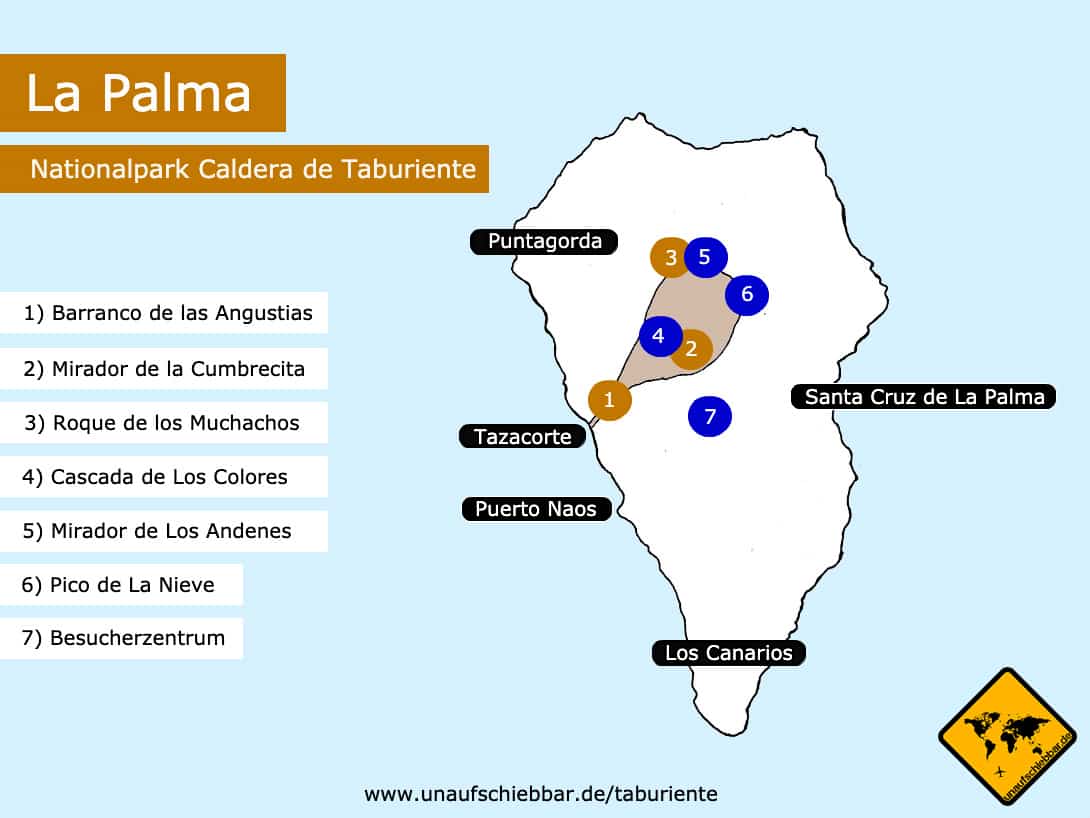 La Palma Karte Nationalpark Caldera de Taburiente