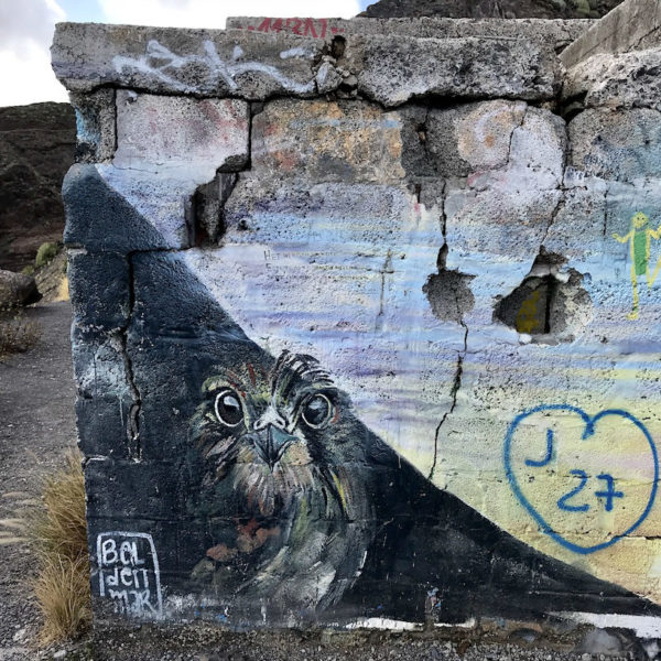 Am "Mirador Las Teresitas" erwarten dich mit Graffitis besprühte Ruinen